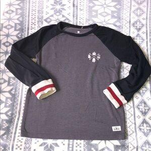 Tag Kids Long Sleeve Raglan Tee in Charcoal, Black & Red-Trim